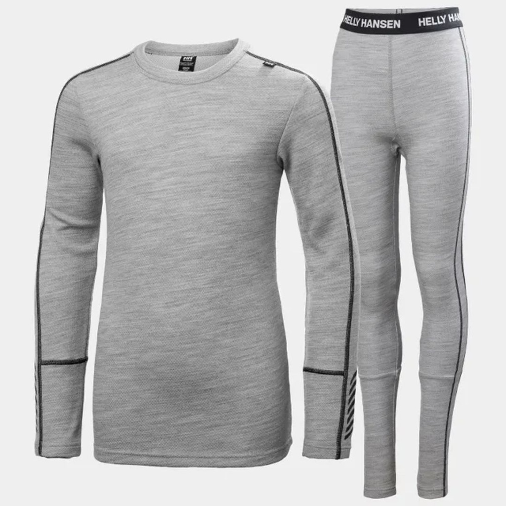 SOUS VETEMENT THERMIQUE HELLY HANSEN JUNIOR LIFA MERINO MIDWEIGHT SET (GREY, 128)