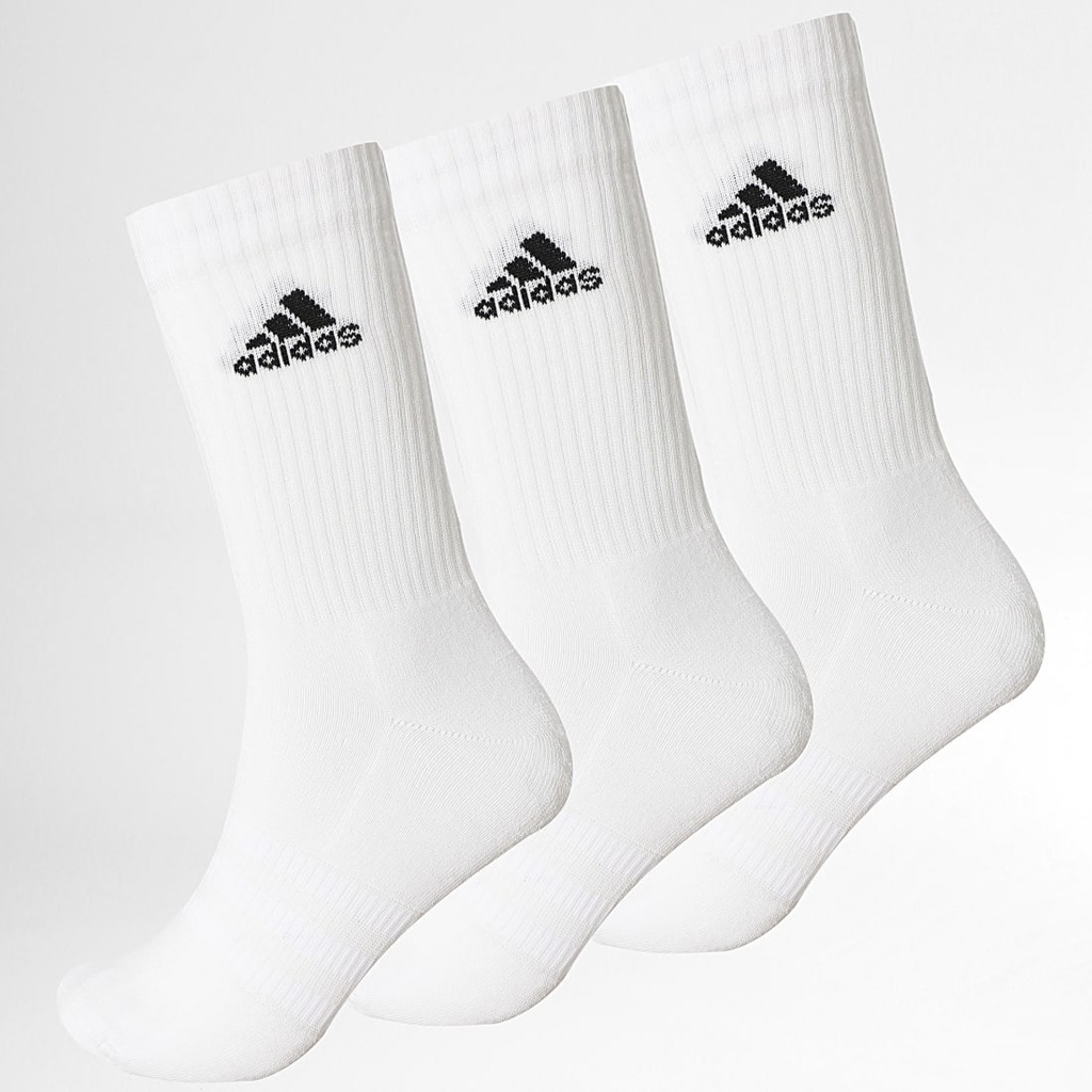 CHAUSSETTE ADIDAS CUSHIONED CREW SOCKS 3 PAIRS (BLACK, 37-39)